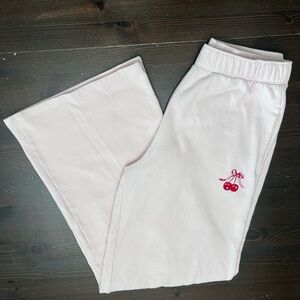 Hollister Pink Track Pants with Cherry Embroidery